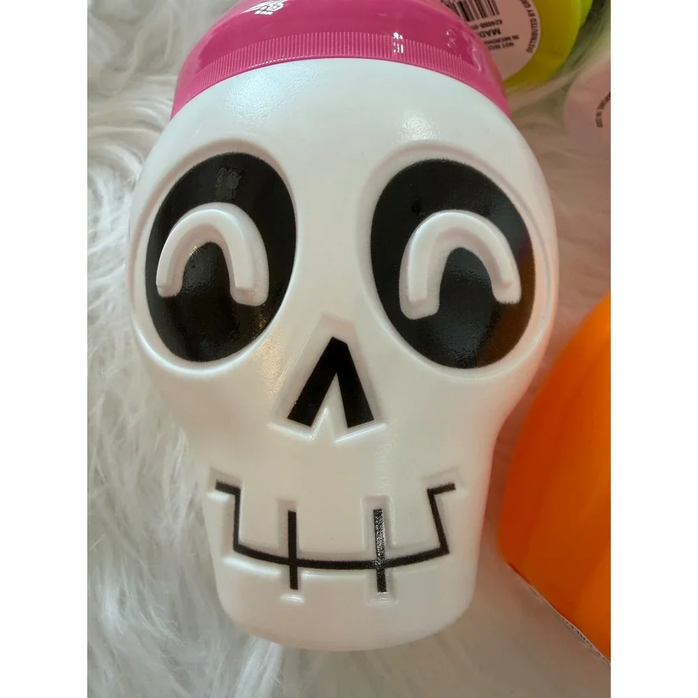 Halloween Monster Cups Set of 4 Frankenstein Dracula Skull Pumpkin with Straws